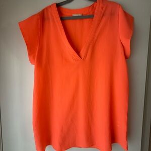 Elegant Orange V-Neck Blouse
